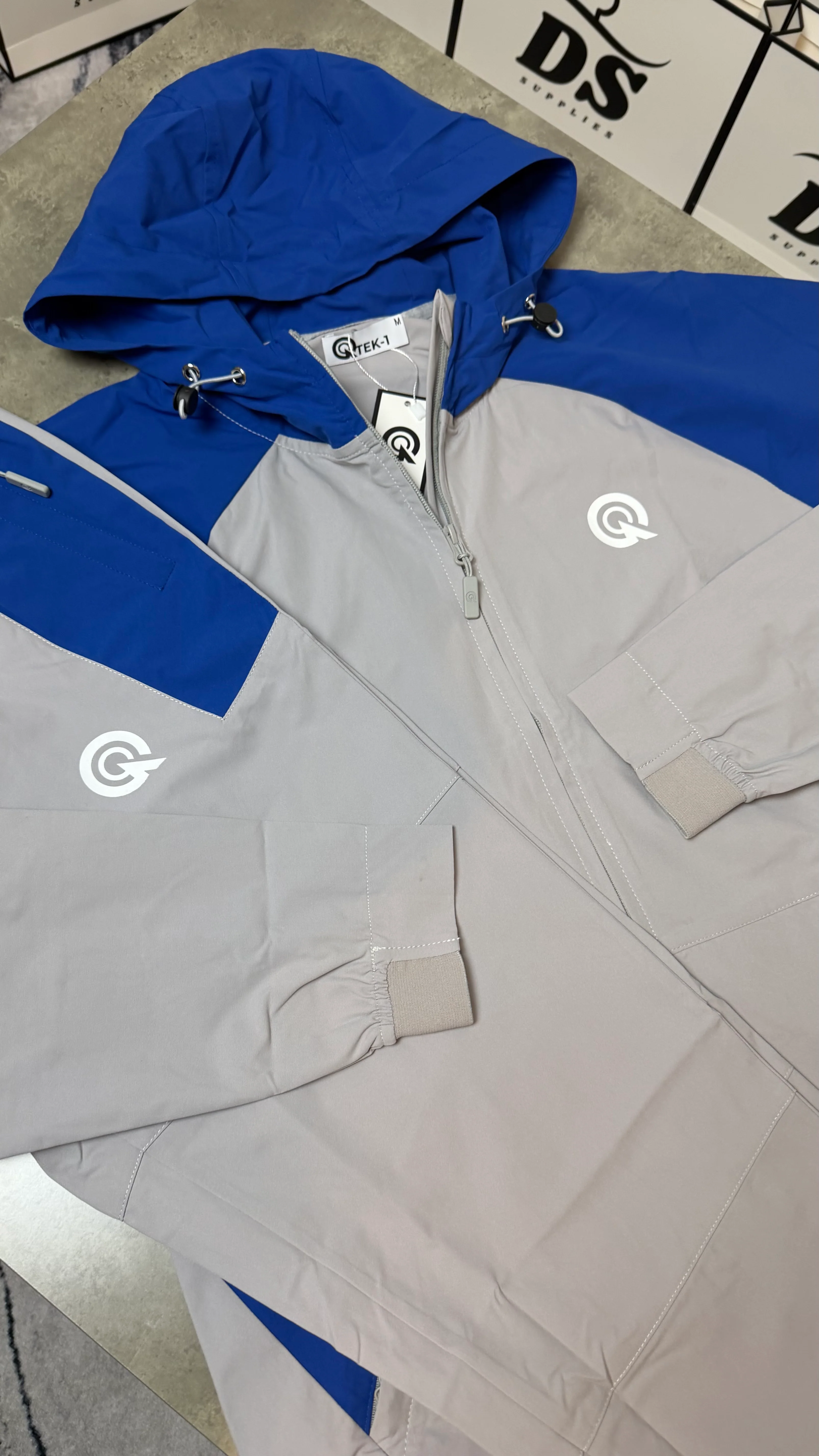 QTEK HYBRID TRACKSUIT JACKET/PANTS - GREY/BLUE - Image 3
